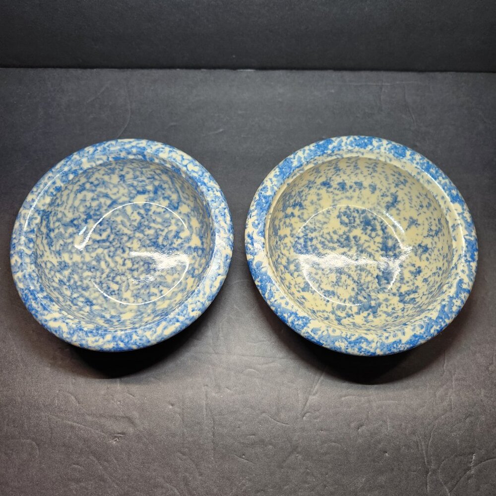Roseville Pottery Sponge Stoneware Soup / Serving / Cereal Bowl Set of Two NWOT